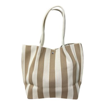 Stripe Tote Bag Medium- Ecru & Stone