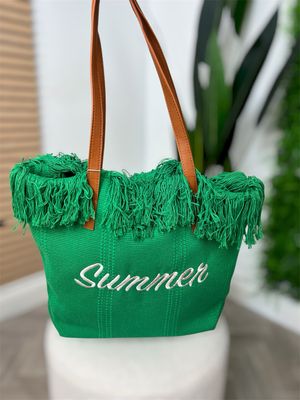 Summer Bag Fringe Detail - Green