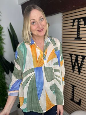 Light Patterned Shirt Style Top - Multi Light Patterned Shirt Style Top - Multi