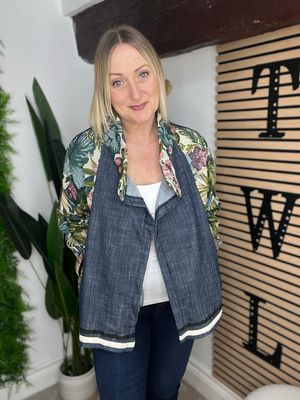 Damask Denim Edge To Edge Waterfall Jacket