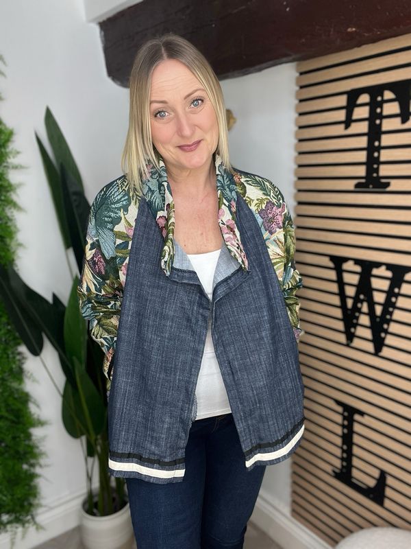 Damask Denim Edge To Edge Waterfall Jacket