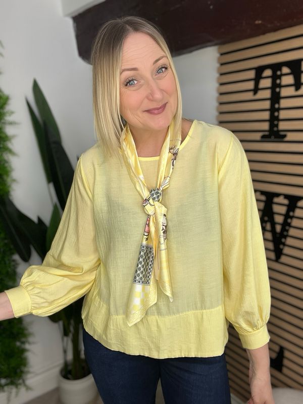 Blouse With Scarf - Lemon