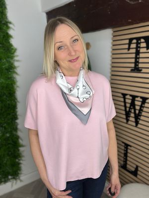 Box Fit Top With Scarf - Pink