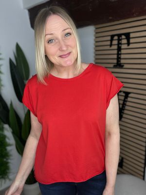 Flutter Sleeve Tee - Red