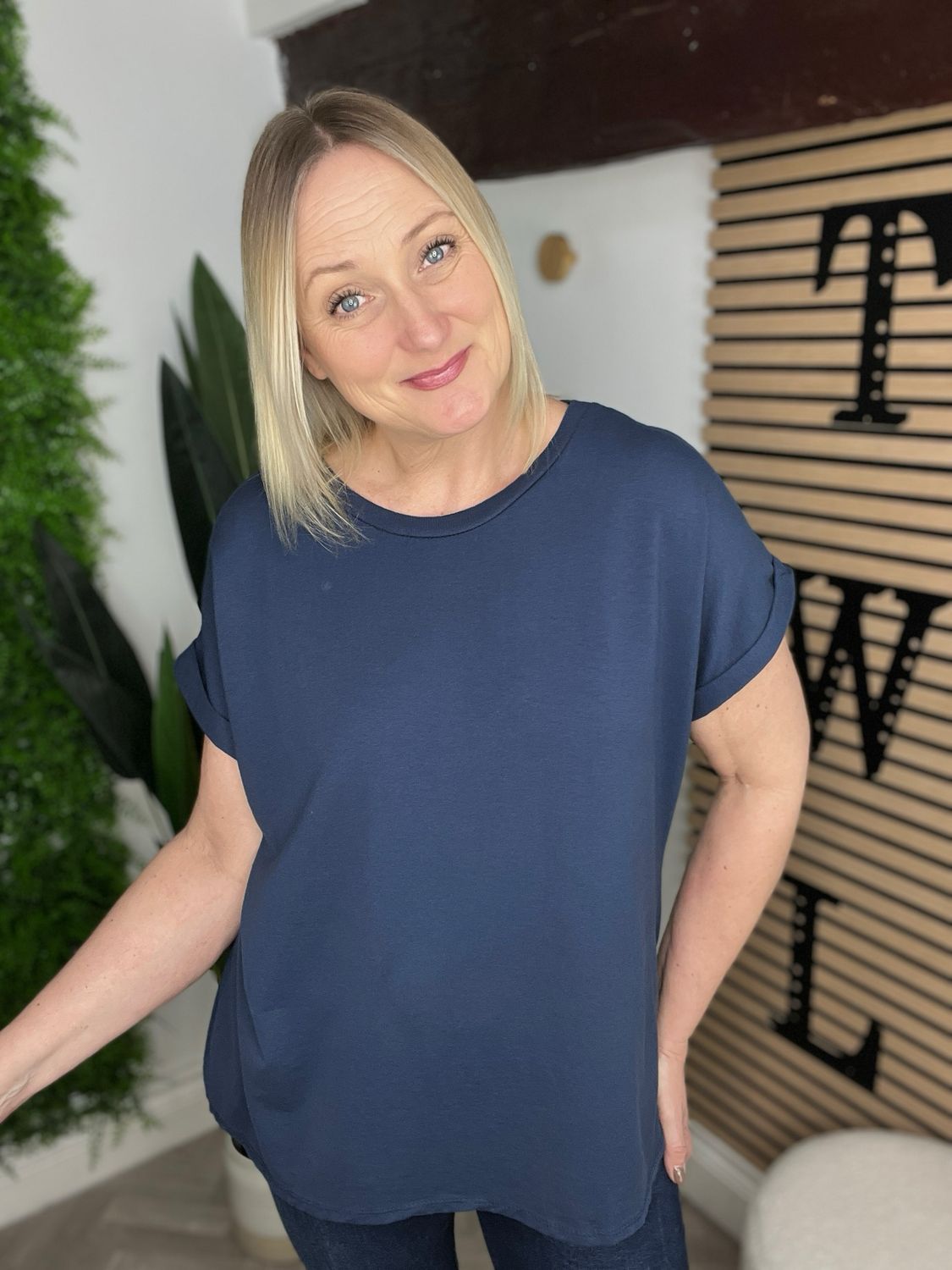 Capped Sleeve Tee - Navy Capped Sleeve Tee - Navy