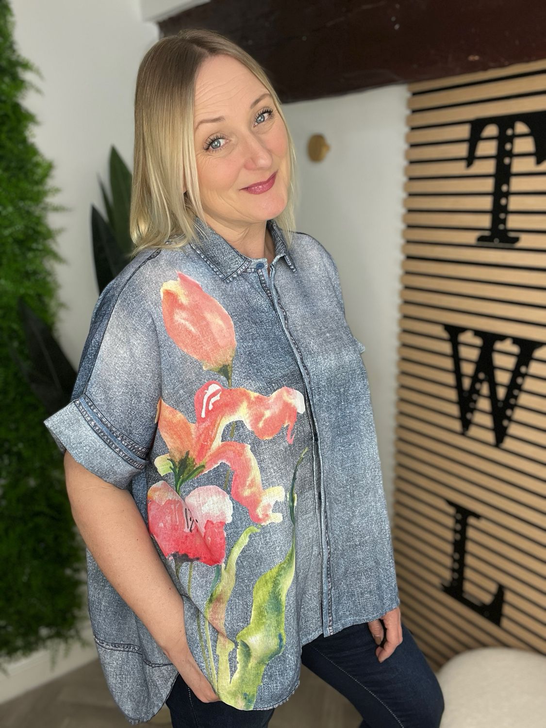 Relaxed Floaty Shirt - Coral Mix