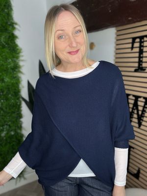 Cross Front Jumper Reversible - Navy Cross Front Jumper Reversible - Navy