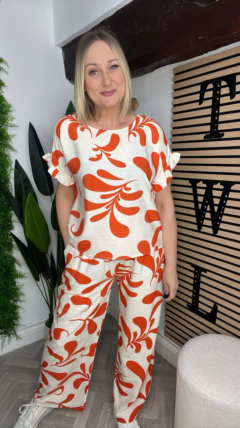 Co-ord Set Abstract - Papaya