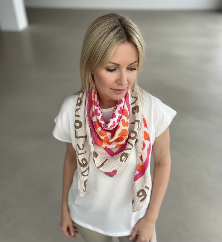Cotton Waffle Summer Scarf - Hot Pink Mix