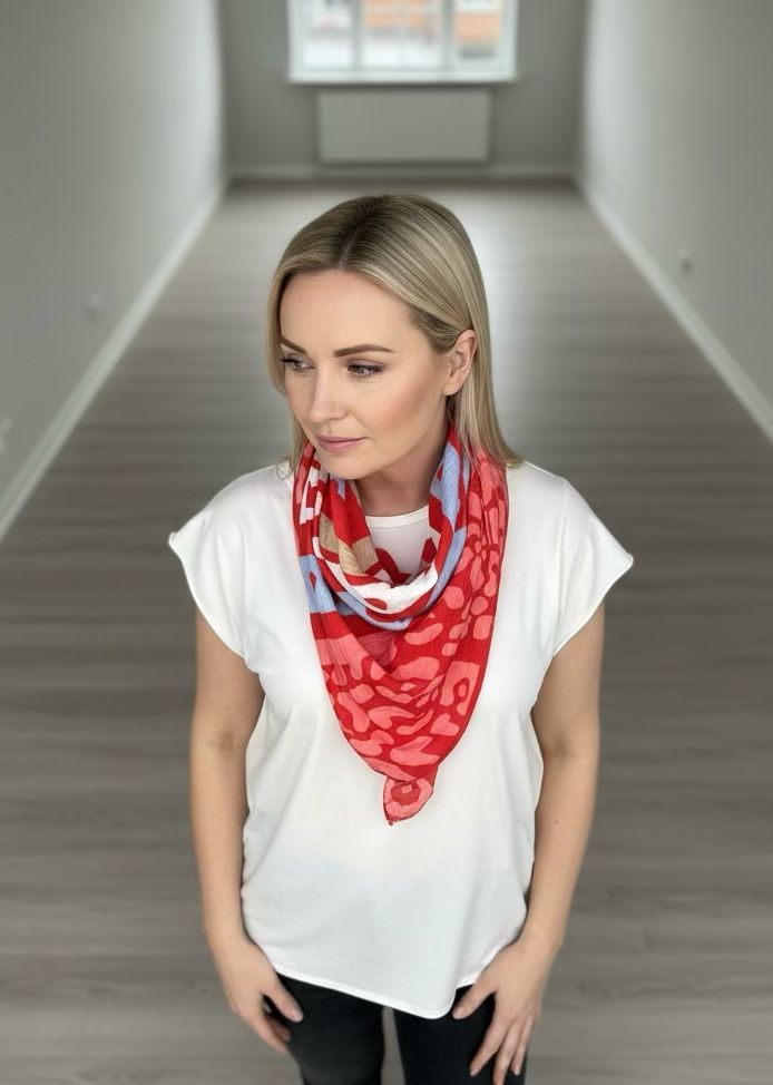 Cotton Waffle Summer Scarf - Red Mix