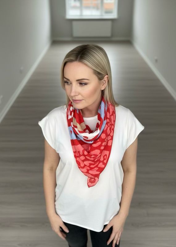 Cotton Waffle Summer Scarf - Red Mix