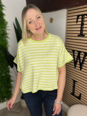 Stripe Box Fit Top - Lime & Ecru