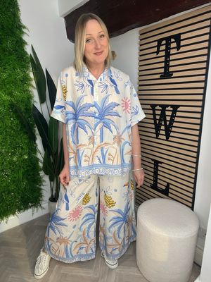Tropical 2 Piece Co-ord - Light Blues