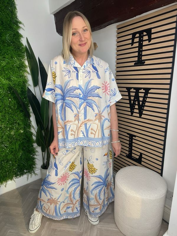Tropical 2 Piece Co-ord - Light Blues