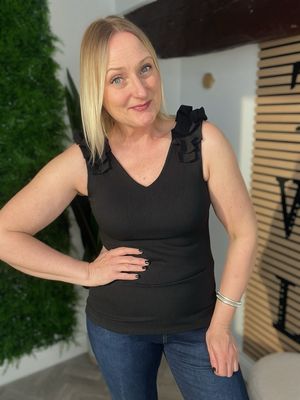 Shoulder Detailed Vest Top - Black