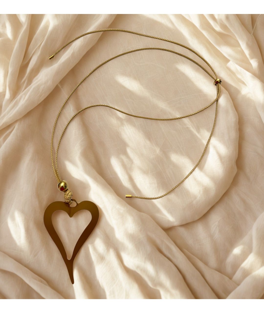 Matt Open Heart Necklace - Camel