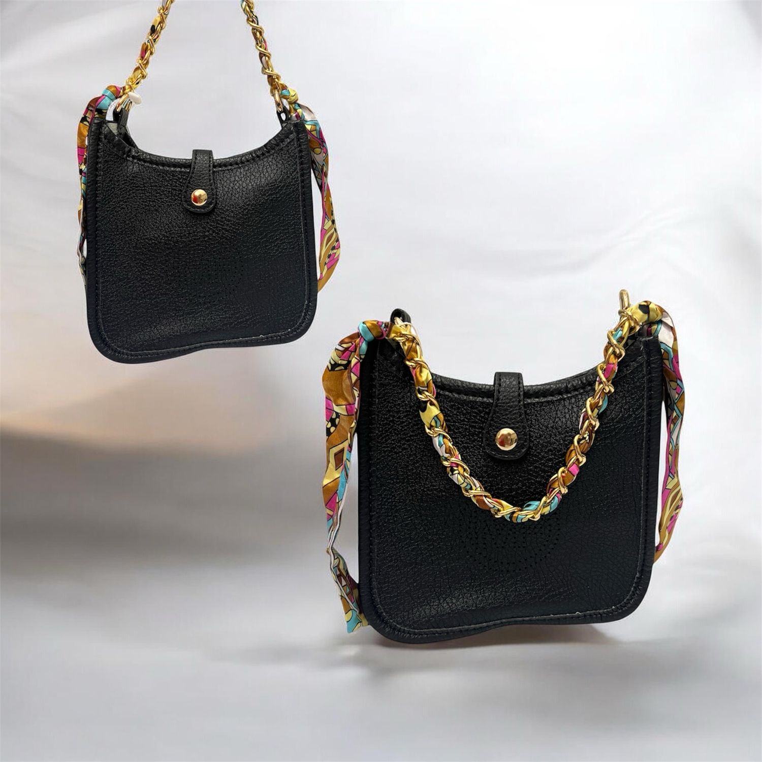 Mini Shoulder Bag With Satin Feel Scarf Detail