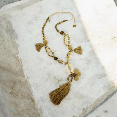 Tassel Detailed Summer Necklace - Neautral