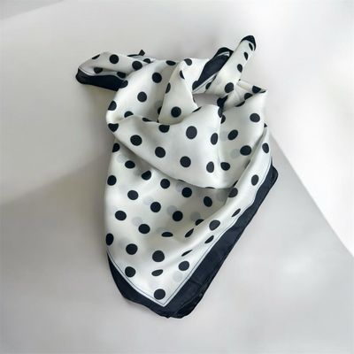 Polka Dot Satin Feel Scarf - Black & White