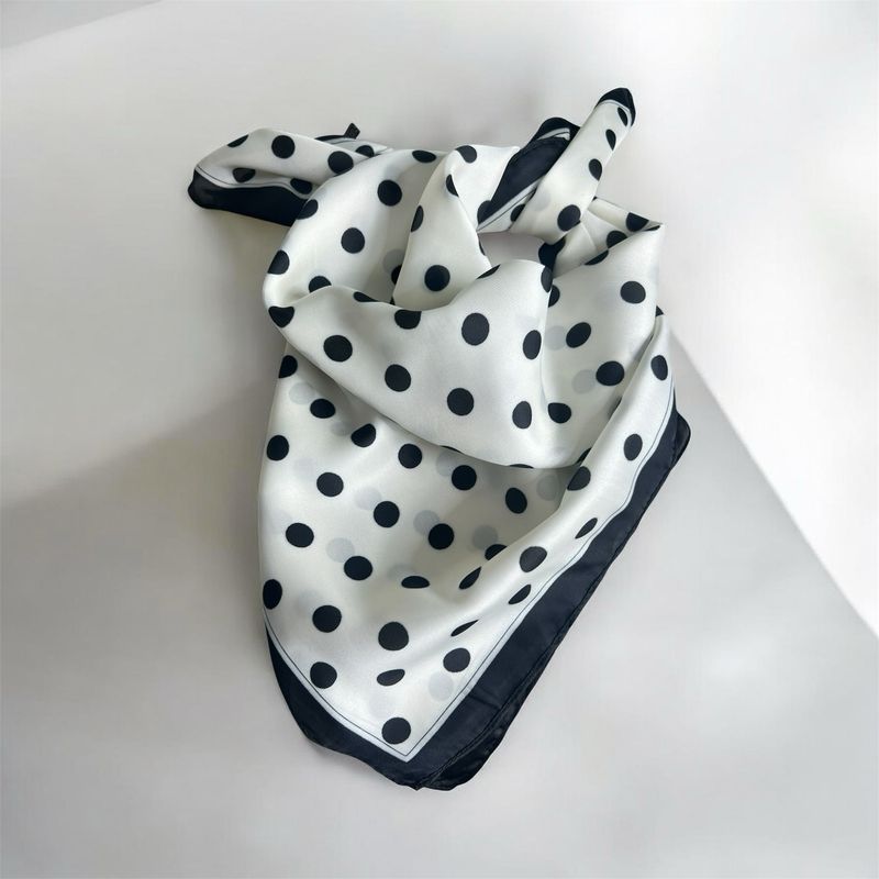 Polka Dot Satin Feel Scarf - Black & White