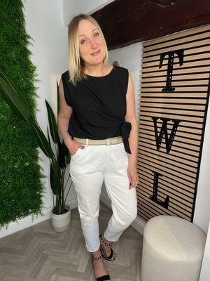 Frill Pocket Magic Trouser - White