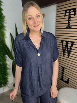 Notch Neck Top - Navy