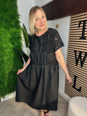 Overlay Cotton Dress - Black Overlay Cotton Dress - Black