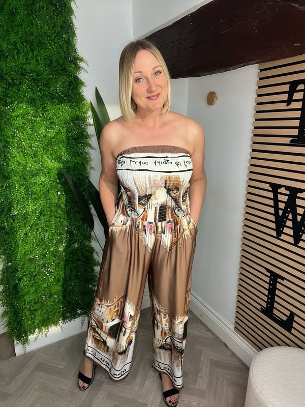 Venice Bandeau Jumpsuit- Cappuccino