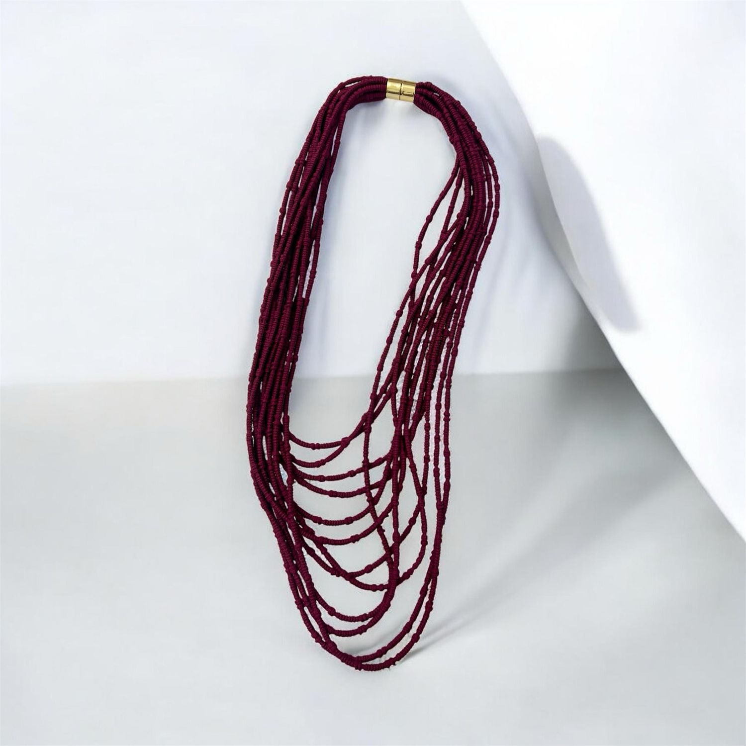 Multi Strand Rope Magnetic Necklace - Wine