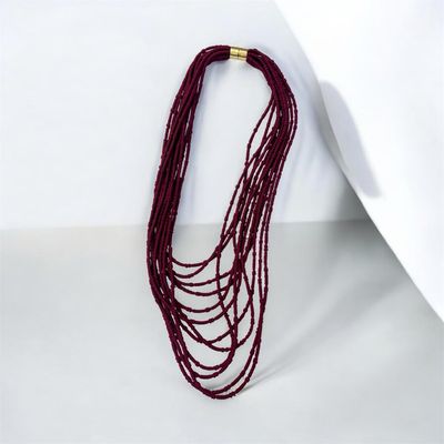 Multi Strand Rope Magnetic Necklace - Wine