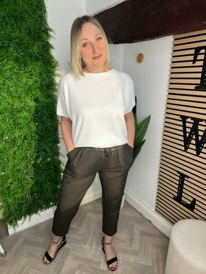 Vintage Dye Style Jersey Trousers - Chocolate