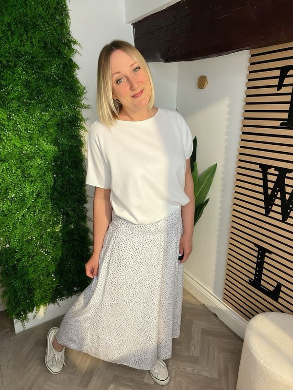 Mini Dot Palazzo Trousers - Navy & White