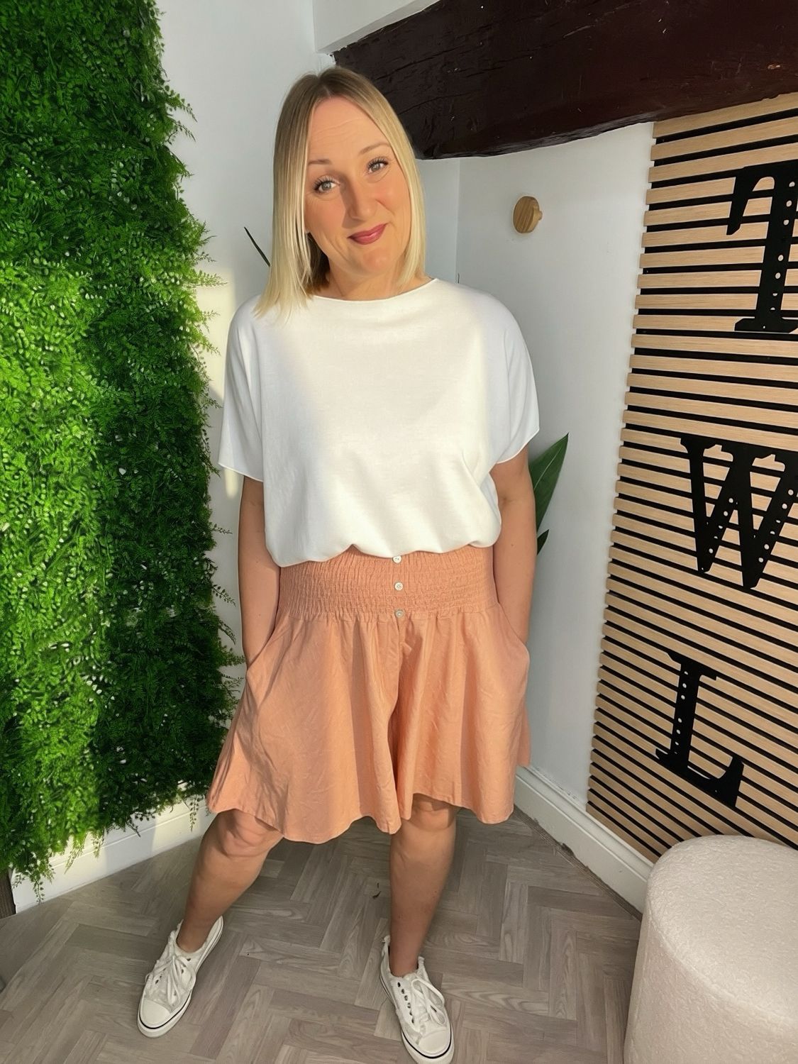 Linen Palazzo Shorts - Blush