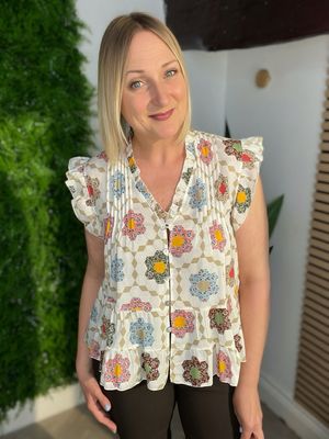 Hexagon Ditsy Flower Shirt - Multi