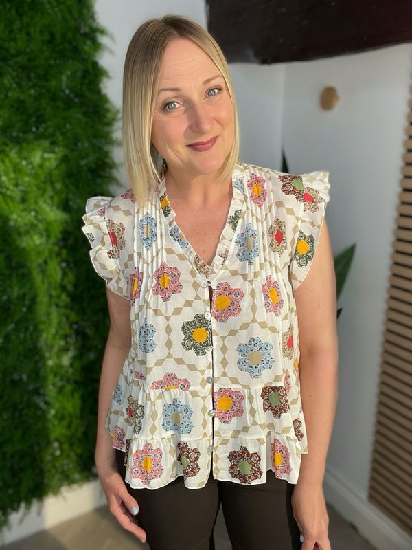 Hexagon Ditsy Flower Shirt - Multi
