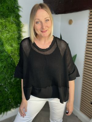 Teabag Raw Edge Box Fit Top - Black