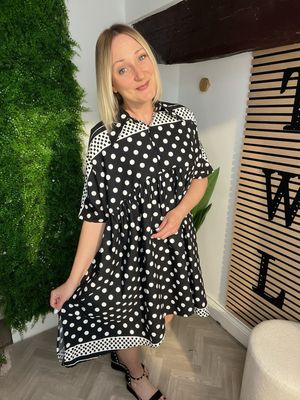 Polka Dot Tunic Dress/Top - Black Mix