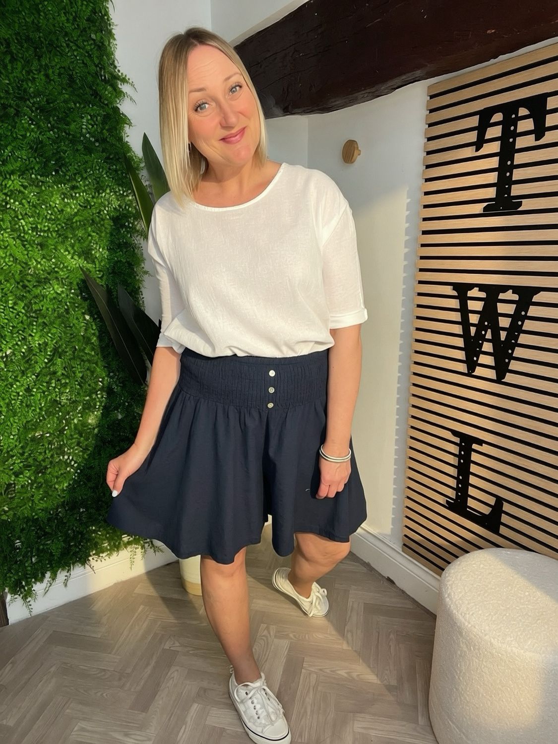 Linen Palazzo Shorts - Navy