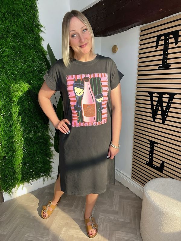 T’Shirt Column Dress - Vintage Dye Black