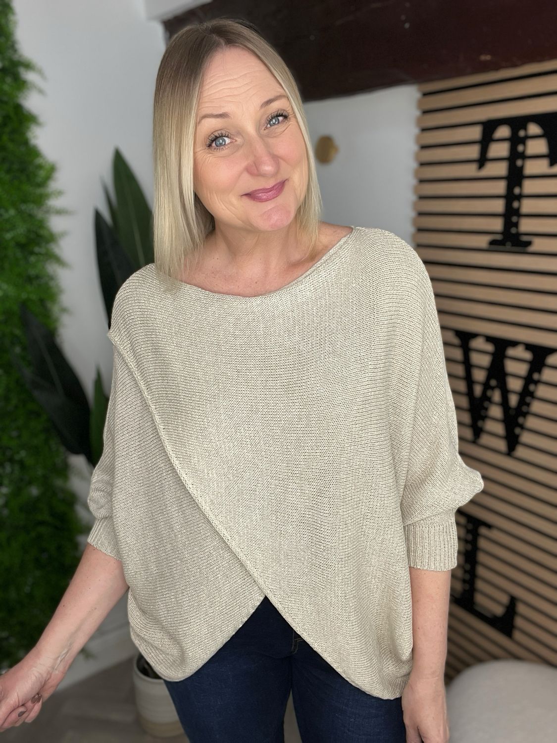 Cross Front Jumper Reversible - Taupe