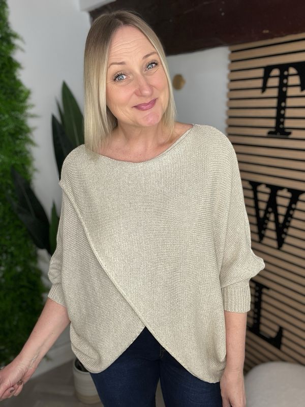Cross Front Jumper Reversible - Taupe