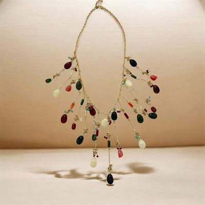 Multi Drop Necklace With Multi Coloured Beads