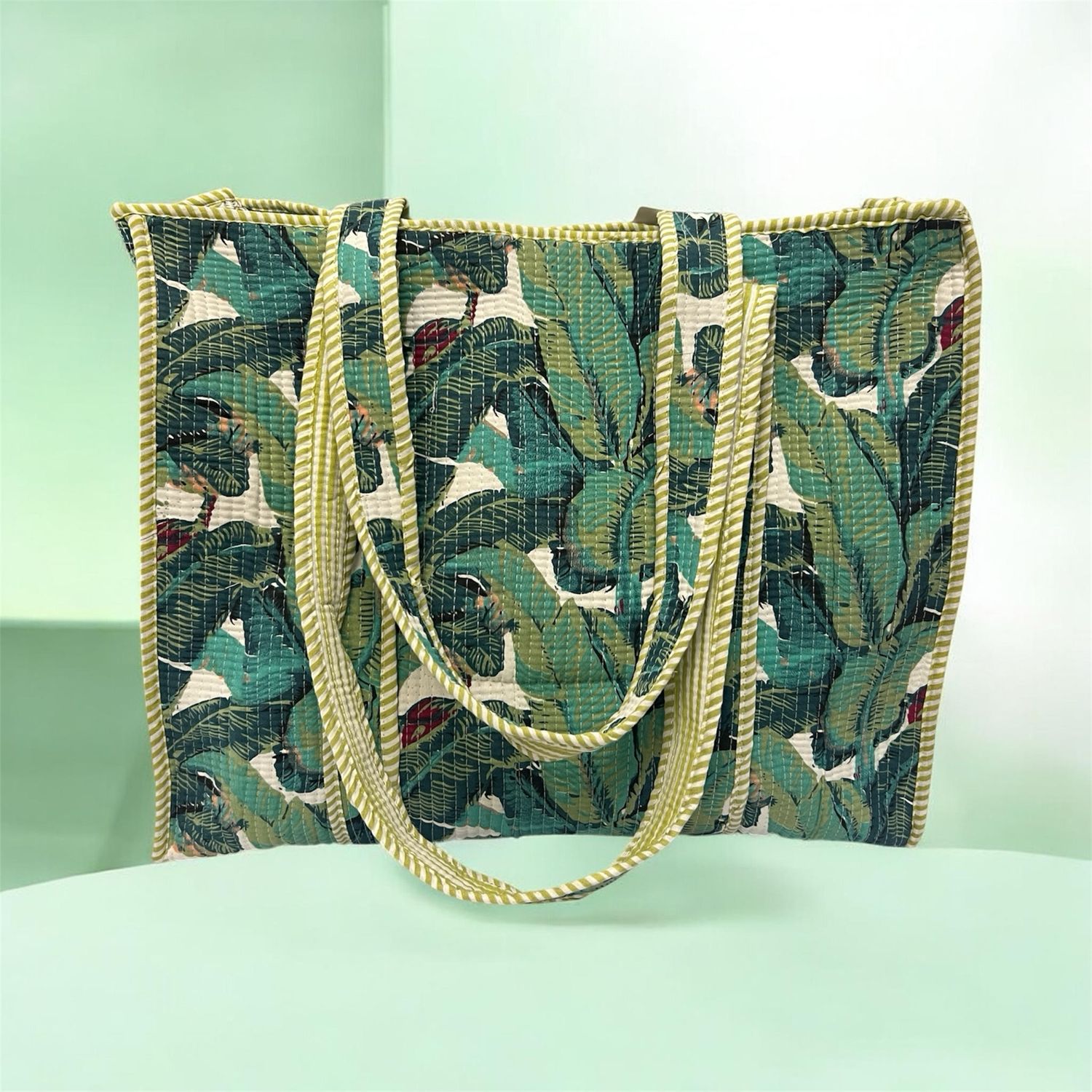 Botanical Art Nouveau Fabric Bag Large - Green