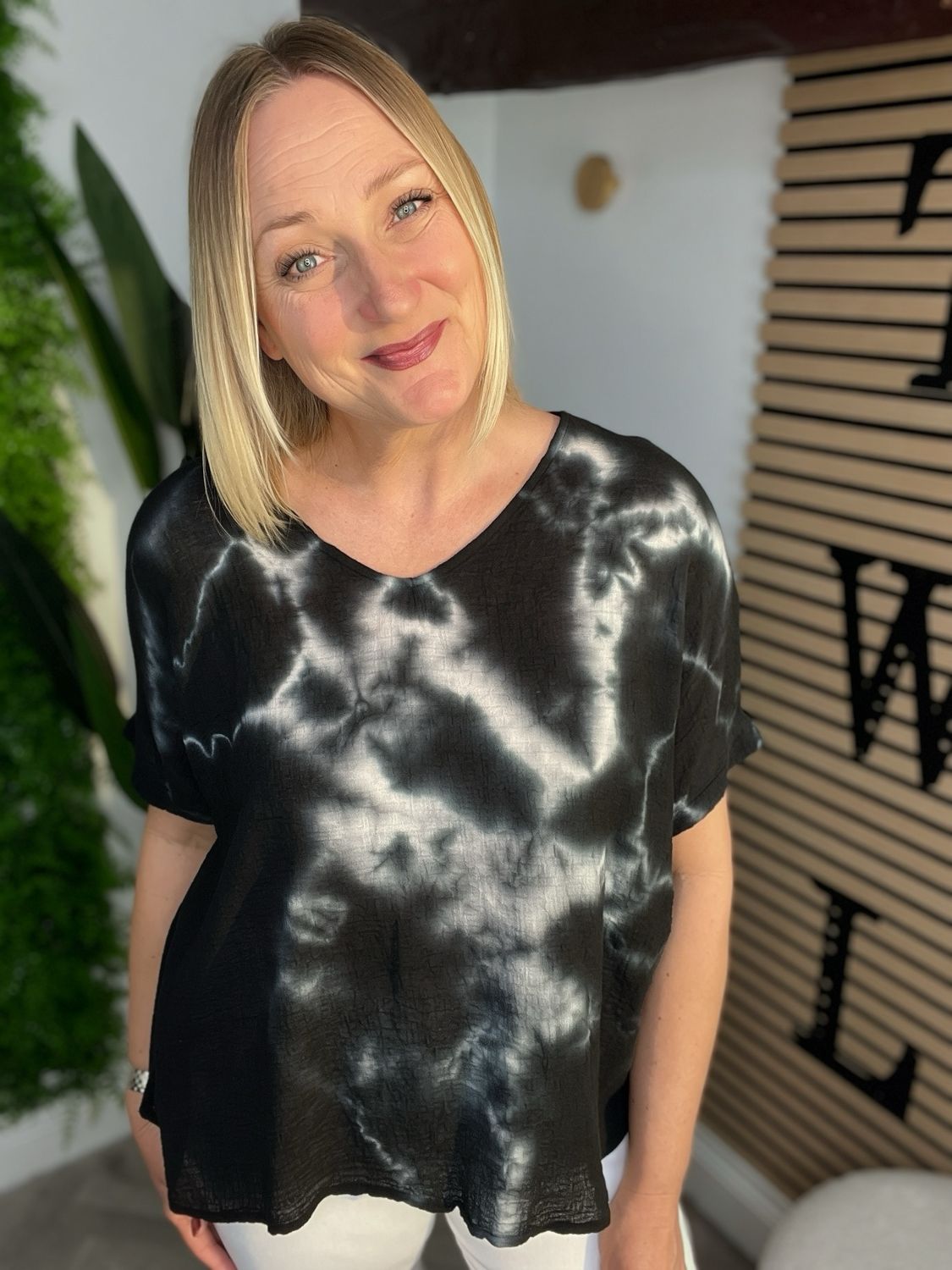 Tie Dye Summer Top - Black & White