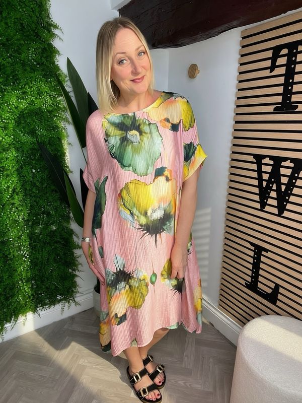 Summer Dress Watercolour Flowers - Rose