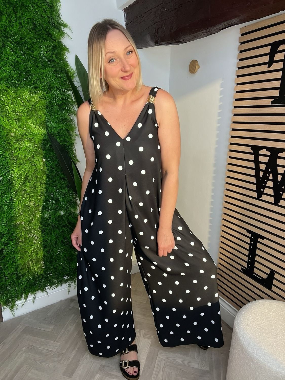 Polka Dot Jumpsuit- Black Polka Dot Jumpsuit- Black