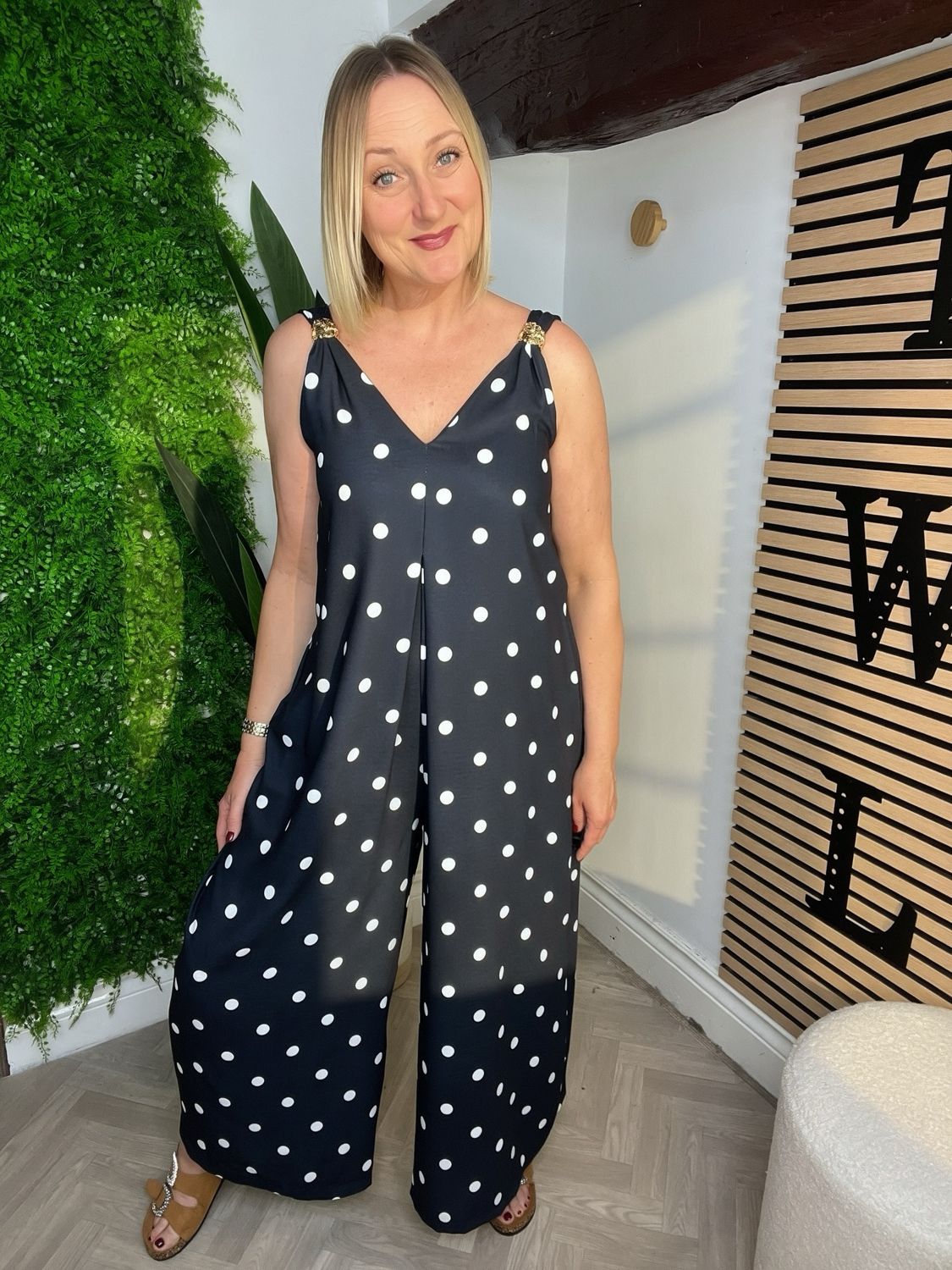 Polka Dot Jumpsuit- Navy Polka Dot Jumpsuit- Navy