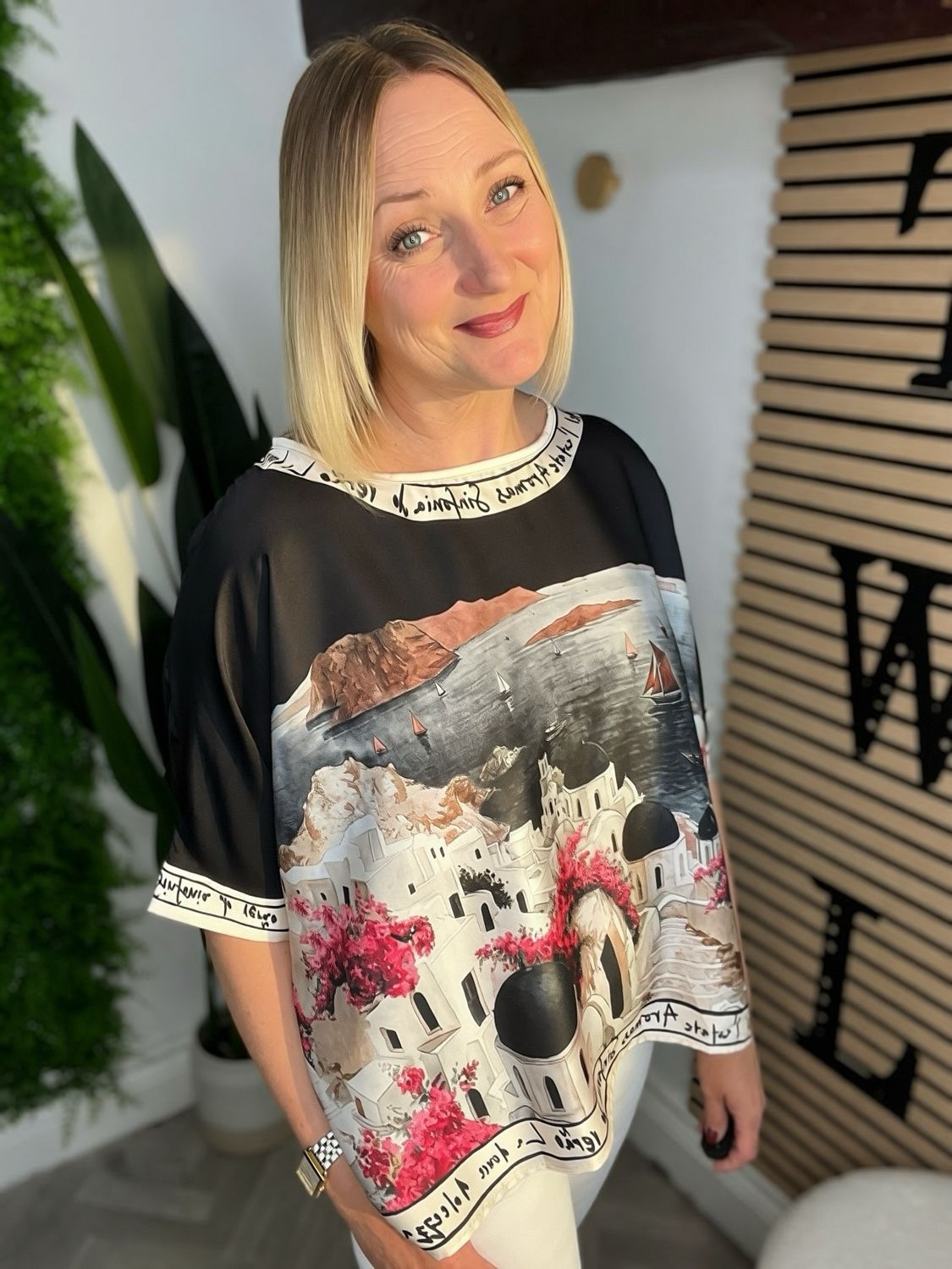 Santorini Top - Black& Pink