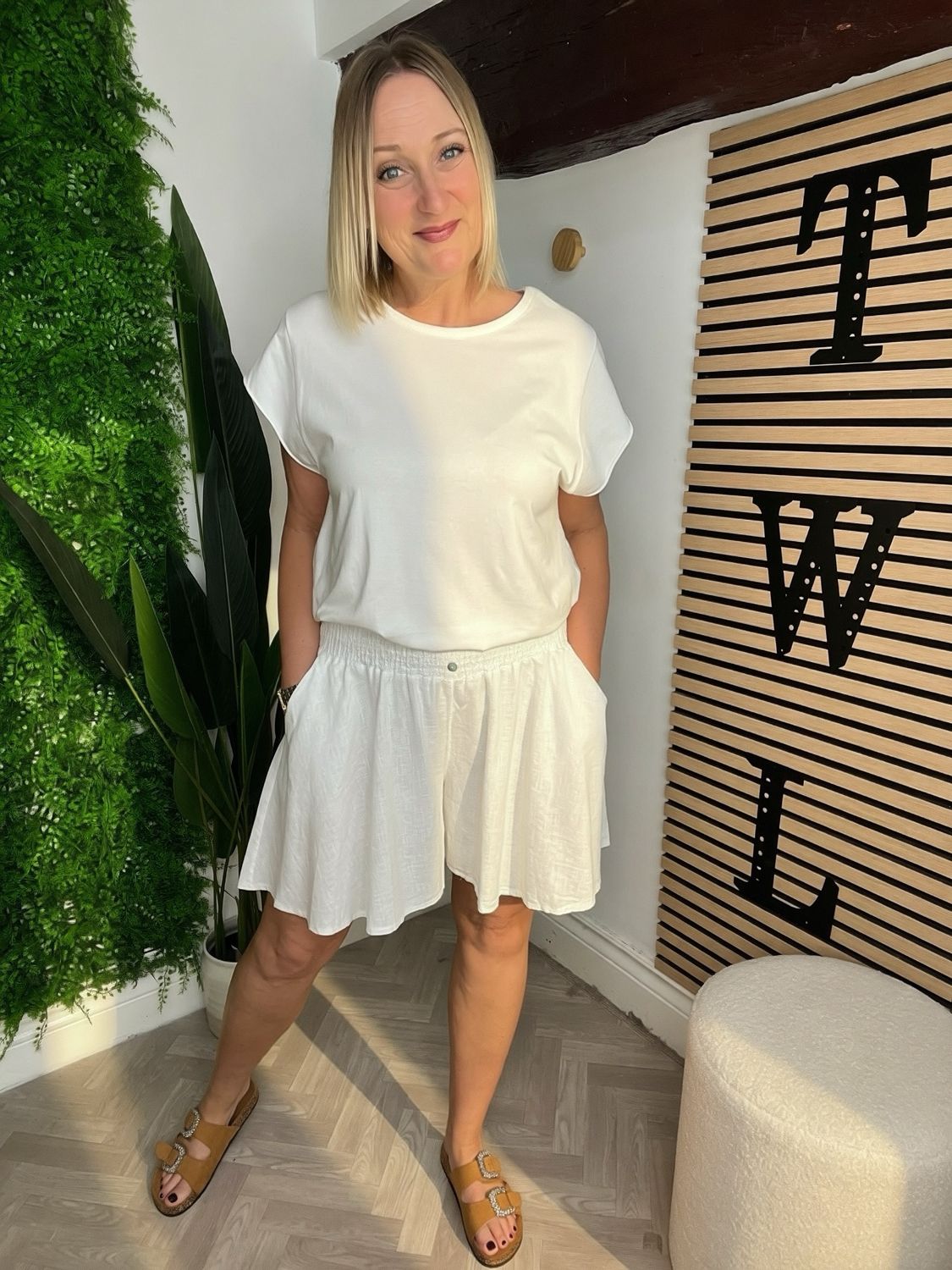 Linen Palazzo Shorts - White