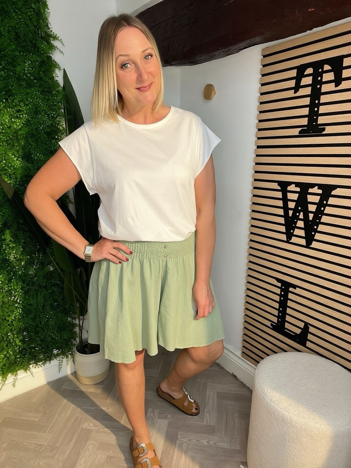 Linen Palazzo Shorts - Khaki Linen Palazzo Shorts - Khaki